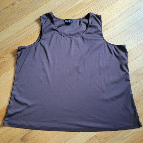Maggie Barnes Womens Sleeveless Brown Tank Top Plus Size 2x - Picture 2 of 3
